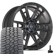 Set(4) 22x10 4PS20 Satin Black - 6x135 &amp; 6x139.7 +24ET with 285/45r22 Sailun TerraMax AT2 Tires &amp; TPMS