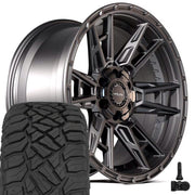 Set(4) 22x10 4PS20 Satin Black - 6x135 &amp; 6x139.7 +24ET with 33x12.50r22 Sailun TerraMax RT Tires &amp; TPMS