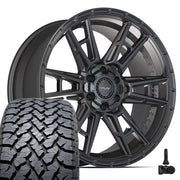 Set(4) 22x10 4PS20 Satin Black - 6x135 &amp; 6x139.7 +24ET with 285/45r22 TBB TS-37 AT Tires &amp; TPMS