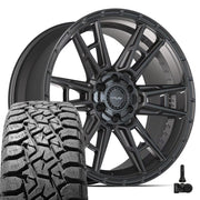 Set(4) 22x10 4PS20 Satin Black - 6x135 &amp; 6x139.7 +24ET with 33x12.50r22 TBB TS-57 RT Tires &amp; TPMS