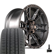 Set(4) 20x9 4PS20 Satin Black - 6x135 &amp; 6x139.7 -6ET with 275/55r20 Bridgestone Dueler Alenza HL Plus Tires &amp; TPMS