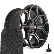 Set(4) 20x9 4PS26 Gloss Black Brushed with Tinted Clear - 6x135 &amp; 6x139.7 -6ET with 275/55r20 Sailun TerraMax RT Tires &amp; TPMS