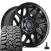 Set(4) 17x9 4PS28 Gloss Black Brushed with Tinted Clear - 6x135 &amp; 6x139.7 +18ET with 33x12.50r17 TBB TS-57 RT Tires &amp; TPMS