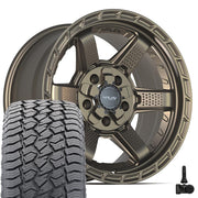 Set(4) 17x9 4PS63 Satin Bronze - 5x127 &amp; 5x139.7 -6ET with 265/70r17 Sailun TerraMax AT2 Tires &amp; TPMS