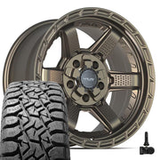 Set(5) 17x9 4PS63 Satin Bronze - 5x127 &amp; 5x139.7 -6ET with 33x12.50r17 TBB TS-57 RT Tires &amp; TPMS