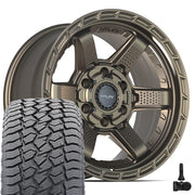 Set(4) 17x9 4PS63 Satin Bronze - 6x135 &amp; 6x139.7 -6ET with 265/70r17 Sailun TerraMax AT2 Tires &amp; TPMS