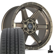 Set(4) 20x9 4PS63 Satin Bronze - 6x135 &amp; 6x139.7 -6ET with 275/55r20 Bridgestone Dueler Alenza HL Plus Tires &amp; TPMS