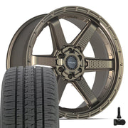Set(4) 22x9 4PS63 Satin Bronze - 6x135 &amp; 6x139.7 -6ET with 285/45r22 Bridgestone Dueler Alenza HL Tires &amp; TPMS