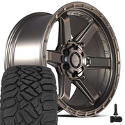 Set(4) 22x9 4PS63 Satin Bronze - 6x135 &amp; 6x139.7 -6ET with 33x12.50r22 Sailun TerraMax RT Tires &amp; TPMS
