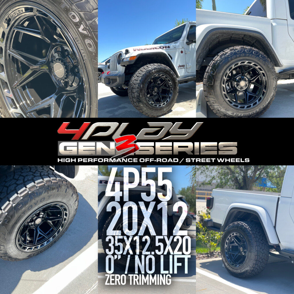 Jeep Gladiator 20×12 Wheels 4P55 Gen 3 and 35×12.5×20 Tires