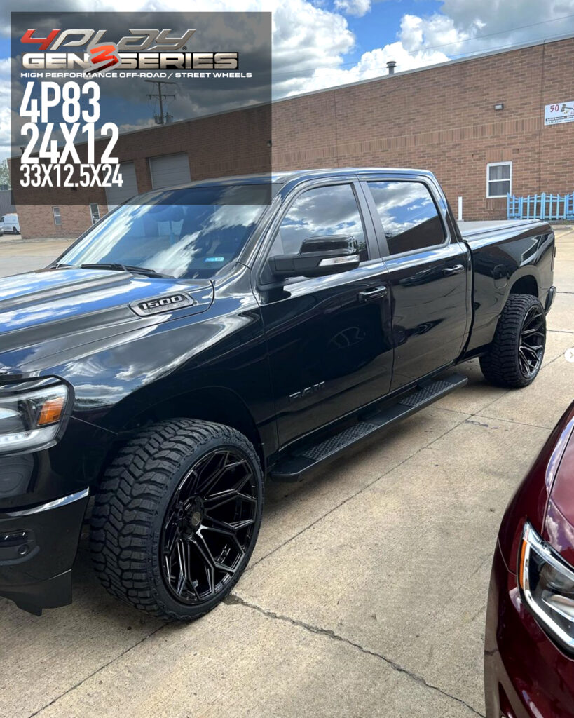 Dodge Ram with 24x12 Wheels 4P83 Gen 3 and 33x12.5x24 Tires