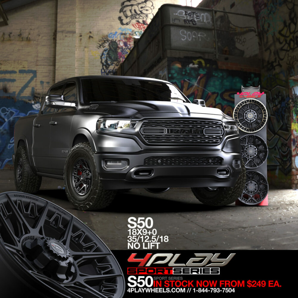 4PS50 18x9 Wheels with 0 offset 35x12.5x18 no lift on RAM 1500