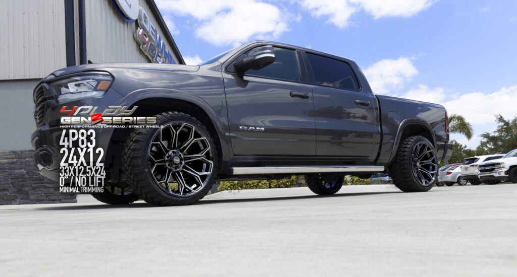 Dodge Ram with 24×12 Wheels 4P83 Gen 3 and 33x12.5x24 Tires